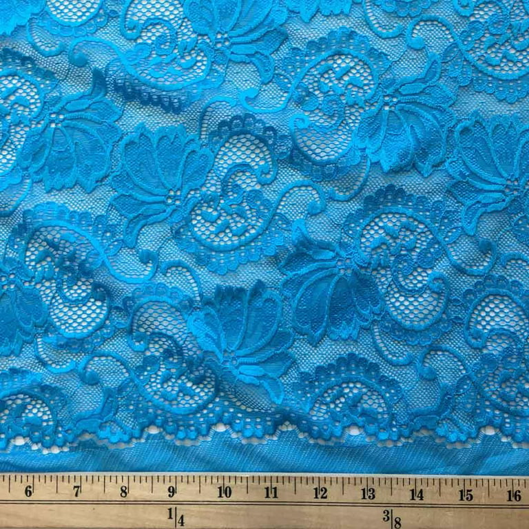 Stretch Lace Fabric Embroidered Poly Spandex French Floral Victoria 58  Wide by The Yard (Nude)