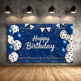 thumbnail image 5 of Blue Starry Background Happy Birthday Banner with Balloon Decorations Party Supplies Photography Props Birthday Party Decors Celebration Backdrop, 5 of 7