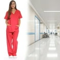 thumbnail image 4 of Conjuntos de uniforme médico para mujer Uniformes médicos de seis bolsillos (cuello en V con pantalón cargo), 4 of 5