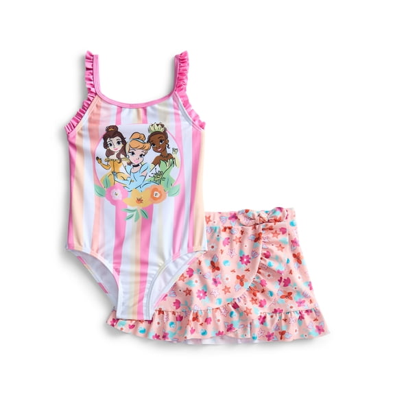 Character Girls Swimsuit with Skirt Set, Princess, Size 12M-5T