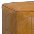 thumbnail image 4 of Simpli Home Morden 18 inch Wide Contemporary Square Pouf in Brown Genuine Leather, 4 of 7