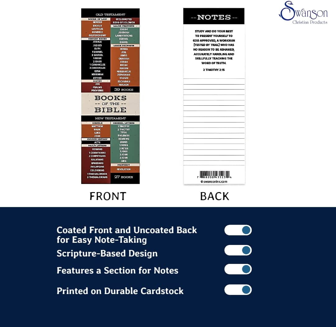 Swanson Christian Supply 17281X Bookmark - Books of The Bible - Pack of 25