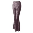 thumbnail image 6 of Women Velvet Flare Pants Elastic High Waisted Wide Leg Palazzo Pant Formal Party Long Pants, 6 of 6