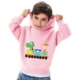 thumbnail image 4 of fnnxnal Toddler 3T Pink Kids Hoodie - Dinosaur & Giraffe on Train Print, 100% Polyester Machine Washable, Durable for 2-8 Years Casual/Play, 4 of 5