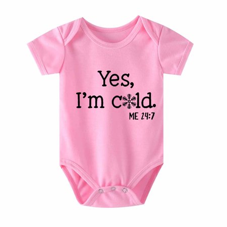 

YWDJ 0-24 Months Bodysuit Unisex Toddler Girls Boys Short Sleeve Letter T-Shirt Jumpsuit Romper Pink 3-6 Months