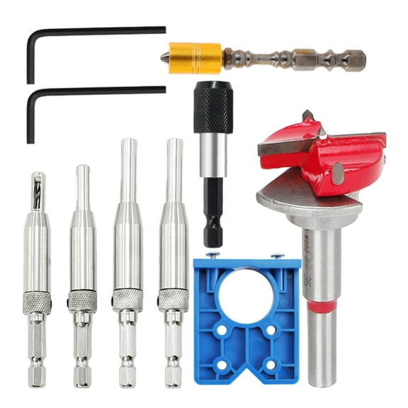 8Pcs Pots Hinge Template Set Hinge Drilling Template Woodworking Tool Hinge Drill