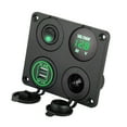 thumbnail image 1 of 4 in 1 Charger Socket Panel, 12V 4.2A Dual USB Charger Socket Power Outlet & LED Voltmeter & Cigarette Lighter Socket & LED Lighted ON Off Rocker Toggle Switch for Car Marine Boat RV Truck,Green, 1 of 7