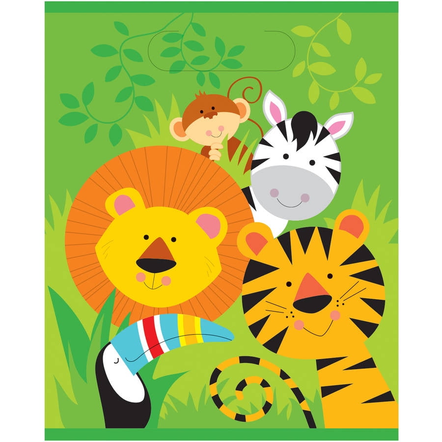 Safari Animal Faces Ava & Kings 10 Pack Reusable Party Favor Kids Goodie Bags