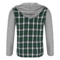 thumbnail image 3 of GA WEIHUA Men's Flannel Shirt Jacket Plaid Hoodies Sweatshirt Long Sleeve Casual Regular Fit Button Down Shirts Fall Lightweight Drawstring Hooded Clothes(Green,XXXL), 3 of 5