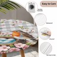 thumbnail image 6 of Birds Floral Fitted Tablecloth with Elastic Edged, Round Table Cloth for Dining Table, Farmhouse Country Pink Flower Leaf Grey Plaid Waterproof Oil Proof Table Cover for Indoor Outdoor 45"-54", 6 of 8