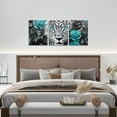 thumbnail image 2 of Cheetah Canvas Wall Art Set of 3,Turquoise Rose Framed Wall Art Black White Grey Leopard Print Wall Decor Living Room,Western Animals Poster Prints Artwork for Walls Flowers Hang Pictures Home Decor, 2 of 5
