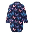 thumbnail image 5 of Xoenoiee Butterfly Star Print Women's Swimsuit Coverup Button Down Bathing Suit Cover Ups Loose Cover Up Button Cuffs Beach Dress Shirt for Swimwear, 2XL, 5 of 7