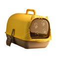 thumbnail image 1 of TISHITA Cat Litter Box with Lid Easy Cleaning Removable Portable Enclosed Cat Toilet Gray Yellow, 1 of 8