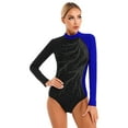 thumbnail image 6 of iiniim Womens Shiny Metallic Rhinestone Leotard Long Sleeve Mock Neck Bodysuit, 6 of 7