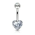 thumbnail image 6 of DESIGNICE Heart Surgical Steel Prong Belly Button Ring Navel Naval Set Clear, 6 of 7