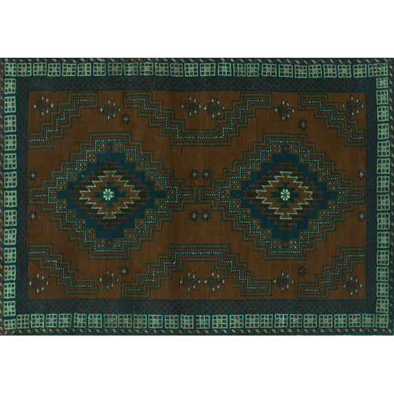 Ahgly Company Indoor Rectangle Persian Turquoise Blue Traditional Area Rugs, 5' x 8'