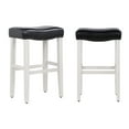 thumbnail image 2 of Costaelm Bulmon 29" Upholstered Bar Stool with Nail Head Trim, White/Black Leather, 2 of 9