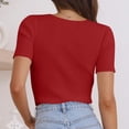 thumbnail image 4 of Ruyang Women's Basic Crop Tops Short Sleeve Square Neck T Shirt Top Tops Women Casual Slim Fit T-Shirt Streetwear S-3XL, 4 of 5