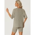 thumbnail image 3 of DARING DIVA Women's 2-Piece Knit Soft Tracksuit Short Sleeve Sweatshirt Set XS Khaki, 3 of 6