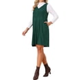 thumbnail image 4 of INSPIRE CHIC Women's Corduroy Overall Dress 2026 V Neck Sleeveless A Line Casual Pinafore Dresses with Pockets L Dark Green, 4 of 6