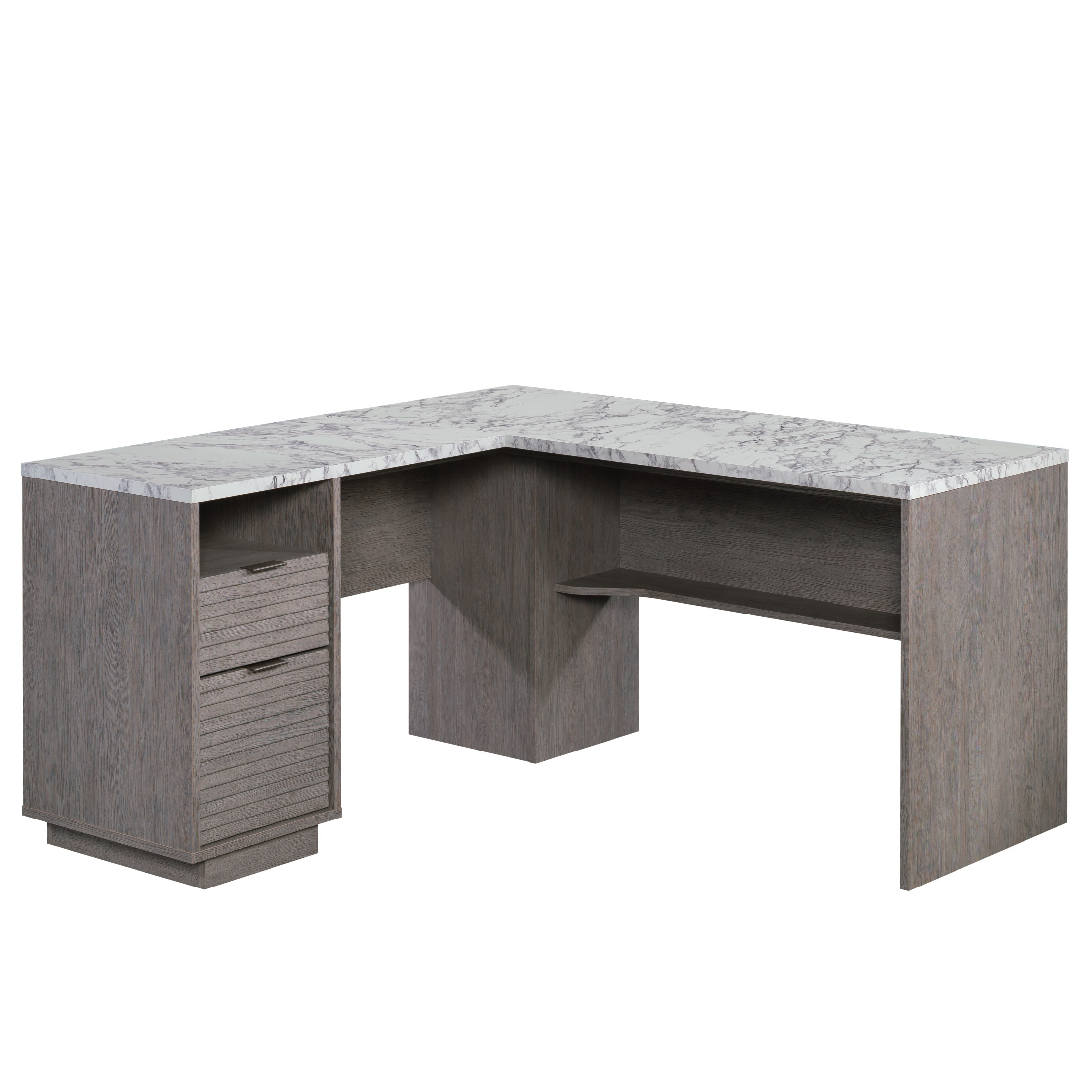 Sauder East Rock Contemporary L-Shaped Desk, Ashen Oak Finish