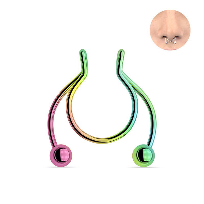 Size 10MM Ankbrats Fake Nose Rings Hoop Magnetic Septum Nose Ring 316L Stainless Steel Faux Septum Rings Clip On Nose Ring For Women Men