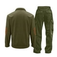 thumbnail image 3 of Timoontee Men's Corduroy Sweatshirts Long Sleeve Henley Pullover Shirts with Drawstring Elastic Waist Straight Sweatpants 2 Piece Set Fall Casual Comfy Clothes Army Green S, 3 of 8