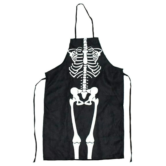 ​​ZCSKFIN Skeleton Print Apron Sleeveless Smock Costume Themed Kitchen Wear Halloween Bar Party Attire Novelty Cooking Apparel for Themed Events and Gatherings​​