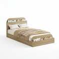 thumbnail image 7 of Full Size Bed Frame, Wooden Beds with Storage Headboard and Raised-Foodboard, Full-Floor Low Platform Bed with Wooden Slats Design, Sturdy Wooden Slats Support, No Box Spring Needed, 7 of 7