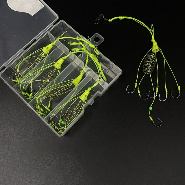 GLFILL Carp Fishing Hook Feeder Fishing Baits Cages Hooks Rig Set Inline Fishhook Universal Explosion Hooks Carp Fish Accessories 9#