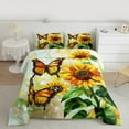 thumbnail image 2 of jejeloiu Retro Butterfly Queen Comforter Set,Rustic Flower Sunflower Bedding Sets,Modern Aesthetic Art Bedding Comforter Set For Girls,Breathable Home Decor,3 Pieces, 2 of 8