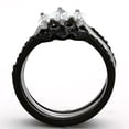 thumbnail image 3 of Luxe Jewelry Designs Set of 3 Women's Black IP Stainless Steel Wedding Ring with Marquise Shaped CZ, 3 of 4