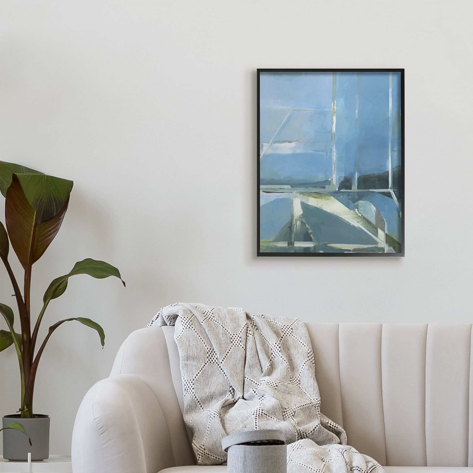 Abstract Coastal View From Window Sky 24 in x 30 in Framed Painting Art Prints, by Stupell Home Décor