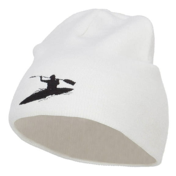 Kayak Sports Embroidered Short Beanie - White OSFM