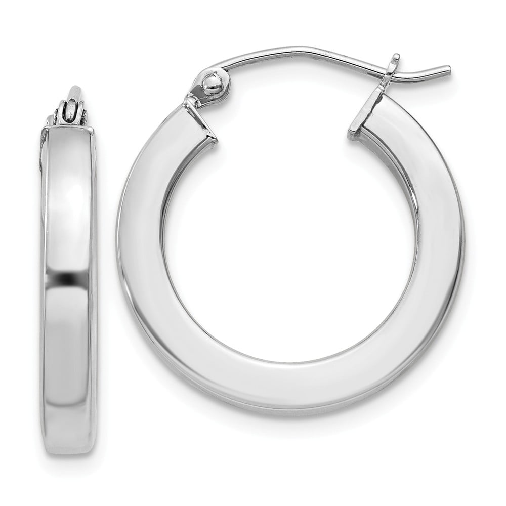 FB Jewels Solid Sterling Silver Rhodium-Plated Polished & Textured Triple Hoops 