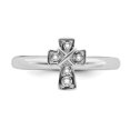thumbnail image 4 of 925 Sterling Silver Stackable Expressions Rhodium White Topaz Cross Ring Size: 8; for Adults and Teens; for Women and Men, 4 of 5