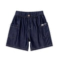 thumbnail image 2 of Toddler Shorts Boys Denim Like Shorts Blend Five Point Length Pocket Elastic Waist Solid Print Loose Fit Lightweight Pants Black 18 Months-24 Months, 2 of 5