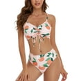 thumbnail image 3 of Women Cute High Waisted Bikini Set Lace Up Ruched Two Piece Swimsuits Push Up Swimwear for Teen Girls Plus Size Modest, 3 of 4