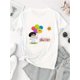 thumbnail image 2 of Camiseta de Verano para Mujer Women's Casual Crew Neck T-Shirt with Cartoon Balloon Print, Polyester 95% Spandex 5%, Medium Stretch Knit Fabric, Geometric Pattern, All-Season Fashion Top, Comfortabl, 2 of 6