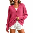 thumbnail image 3 of Aboser Ribbed Knit Cardigan Sweaters for Women Plus Size Button Down Cardigans Warm Casual V Neck Sweater Coat Loose Long Sleeve Knitwear, 3 of 9