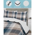 thumbnail image 4 of Blue Brown Plaid Twin Size Down Alternative Comforter, Lightweight Comforter Quilt Bedding Set with Pillow Shams Modern Abstract Striped Gingham Checked All Seasons Bed Comforter Duvet Insert 68"x86", 4 of 7