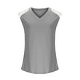 thumbnail image 4 of Femmes V Cou Dentelle Tank Tops Été Casual Manches Courtes Chemises Tops, 4 of 6