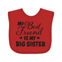 Inktastic My Best Friend is My Big Sister with Hearts Boys or Girls Baby Bib