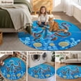 thumbnail image 5 of Blue Coastal Octopus Round Area Rug 6Ft Washable Circle Rugs for Bathroom Office, Coral Jellyfish Undersea Creatures Non-Slip Carpet Floor Mats Indoor Outdoor Carpet Runner Aesthetic Home Decor, 5 of 8