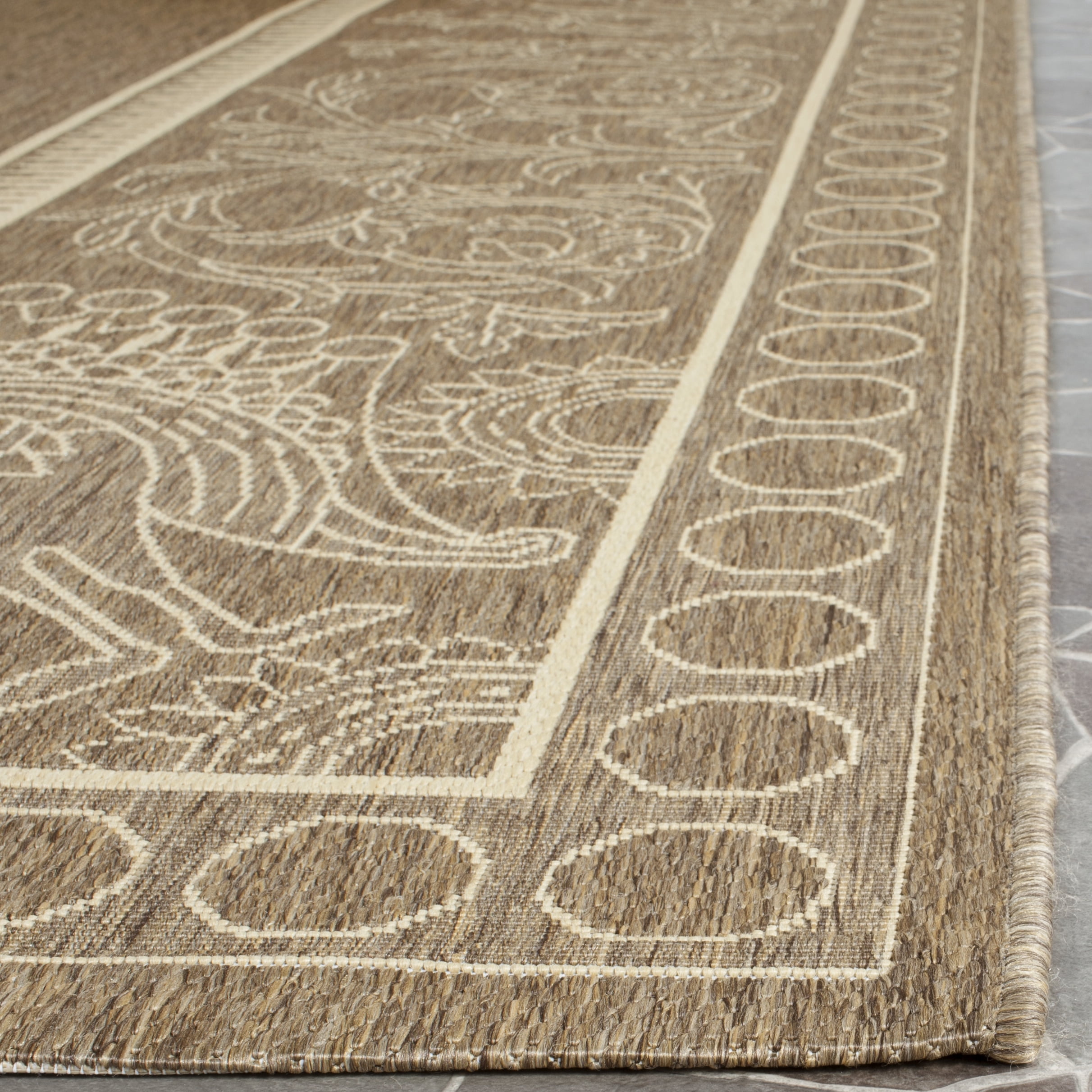 Safavieh Courtyard Cooper Botanical Indoor/Outdoor Runner Rug, Brown/Natural, 2'3" x 6'7"