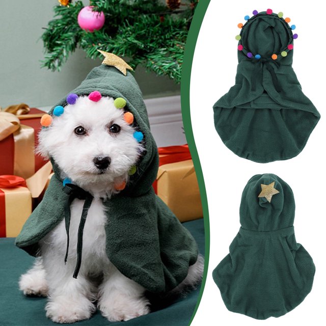 Jacenvly - Nuevas decoraciones navideñas para exteriores, capa británica corta sin pelo, ropa de invierno, árbol de Navidad, alce, chal navideño de invierno, ropa navideña para mascotas, decoración