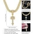 thumbnail image 3 of Tilga Hip Hop Cross Sword Necklaces with 12MM 20" Miami Cuban Link Chain, Iced Out Diamond Initial T Pendant Necklace, Alphabet Letter Pendant Choker, Trendy Rapper Jewelry for Men Women, 3 of 6