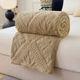 thumbnail image 1 of Soft Warm Fleece Blanket for Winter, Cozy Nap Air Conditioning Throw with Striped Detail, Portable Bed Cover Sofa Blanket in Multiple Colors, 1 of 6
