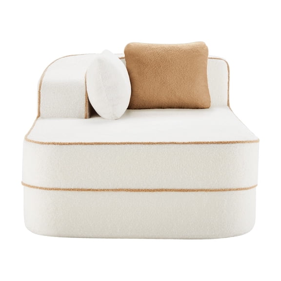 Elysees Left Chaise Sofa W/Pillows Teddy Fabric -White
