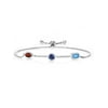 Keren Hanan 925 Sterling Silver 3 Stone Created Moissanite Fully Adjustable Bracelet by Gem Stone King Oval Round Octagon Garnet Created Sapphire and Topaz (2.20 Cttw)